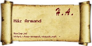 Ház Armand névjegykártya